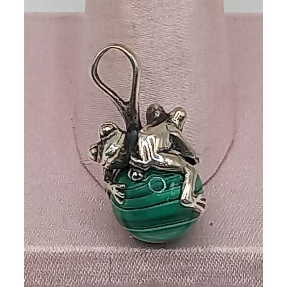 FROGS! Sterling silver Mexico Aventurine Earrings w/Sterling Frog Pendant - Picture 10 of 12